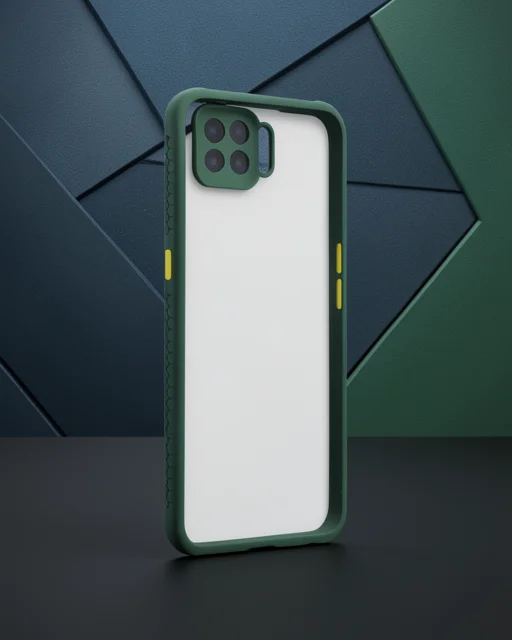 Oppo Reno 4 Lite Kılıf Miami Şeffaf Silikon - Koyu Yeşil