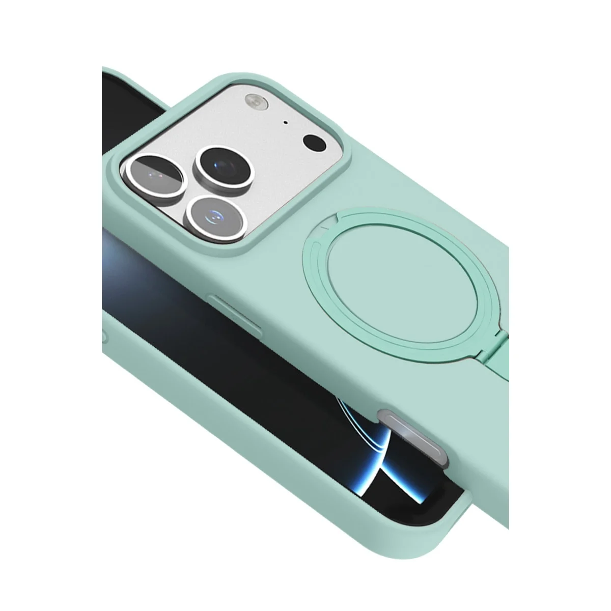 Apple İphone 17 Pro Max Regal Magsafe Standlı Kapak - Su Yeşili görsel 5
