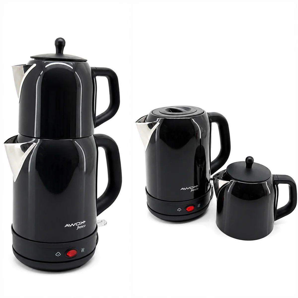 Elektrikli Çay Makinesi 2'si1 Çaycı & Kettle 1.7L/1.2L Çelik 2200W görsel 2
