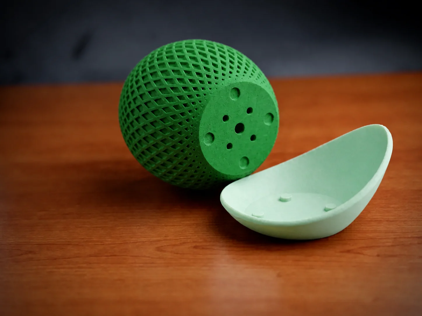 3D Baskı Küre Saksı - Kafes Dokulu İki Parçalı Dekoratif Saksı - Yeşil-Mint görsel 2