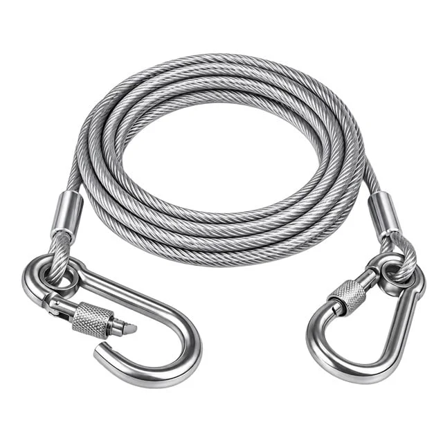 SN-38107 5 Metre Çelik Köpek Bağlama Halatı Kilitli Karabina PVC Kaplamalı görsel 4
