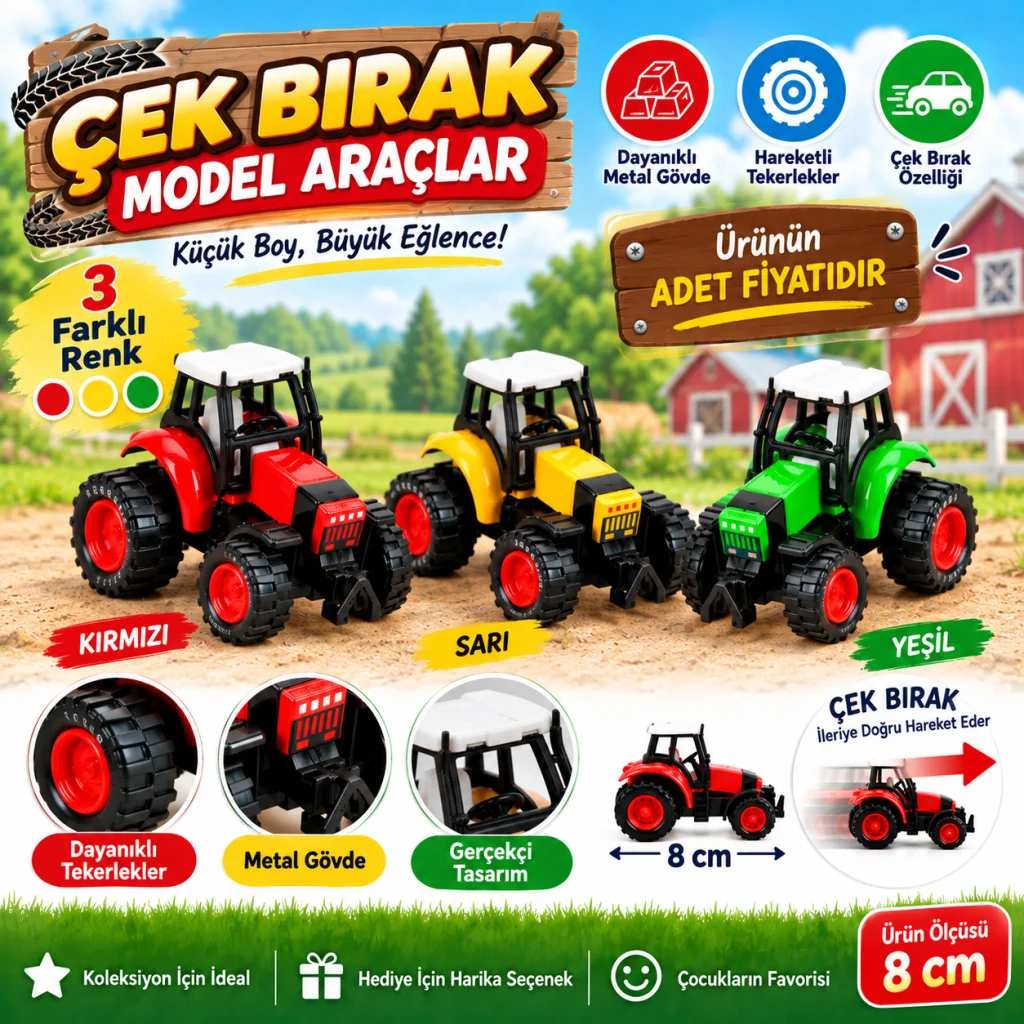 Çek Bırak Model Araçlar 8 cm adet fiyatıdır görsel 4
