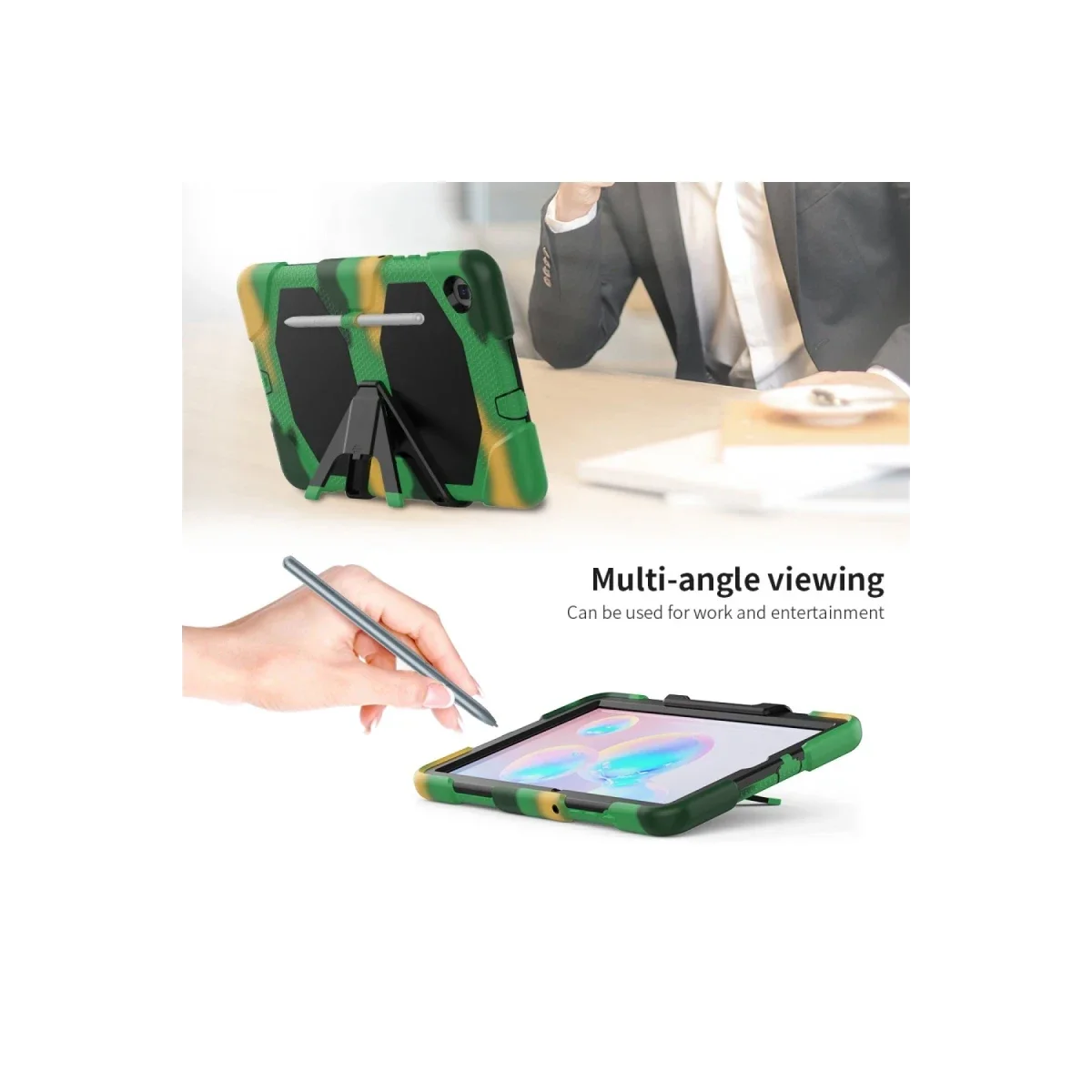 Samsung Galaxy P610 Tab S6 Lite 10.4 Kılıf Griffin Tablet Kapak - Kamuflaj görsel 7