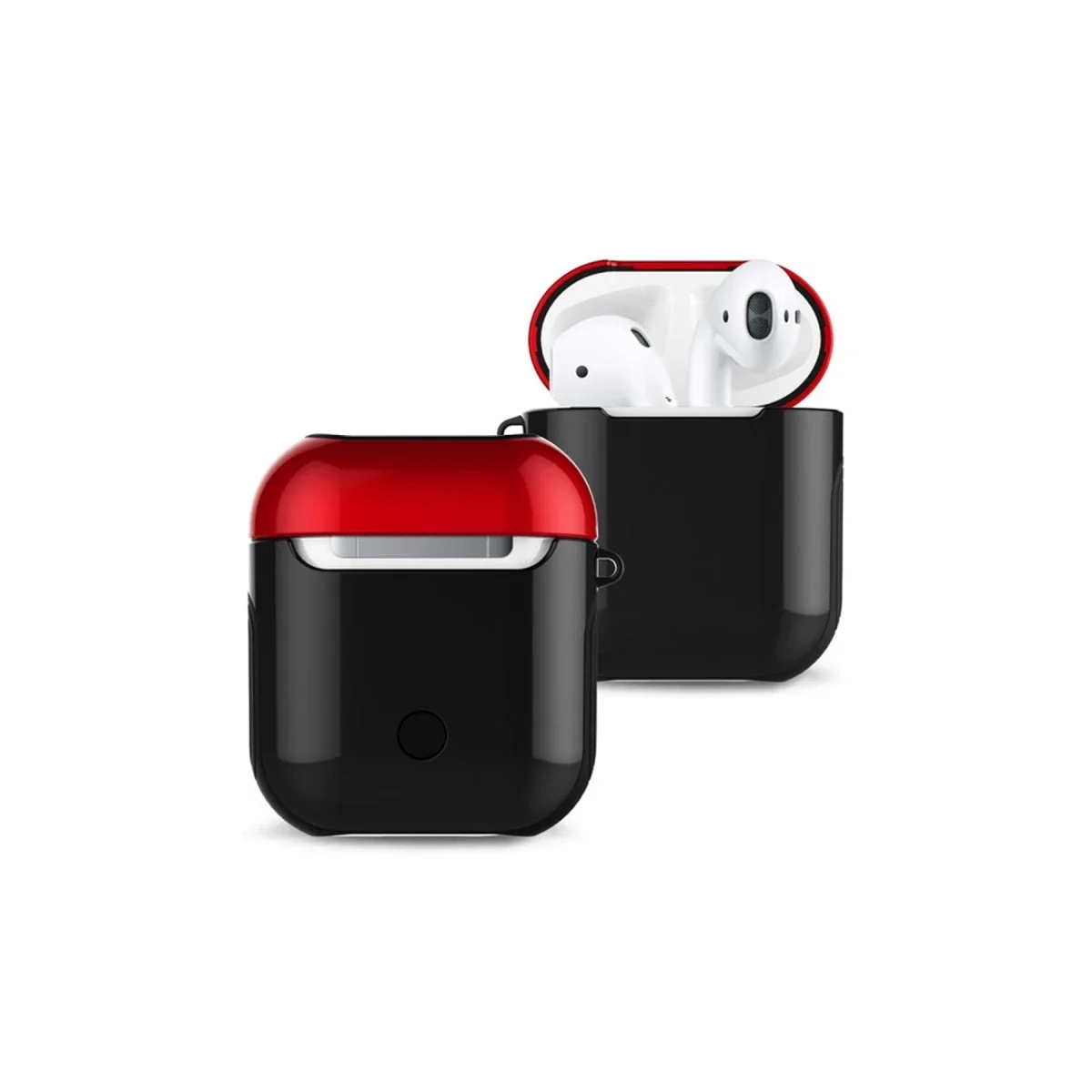 Apple Airpods 2 (2.nesil) 3in1 Kılıf - Siyah-Kırmızı