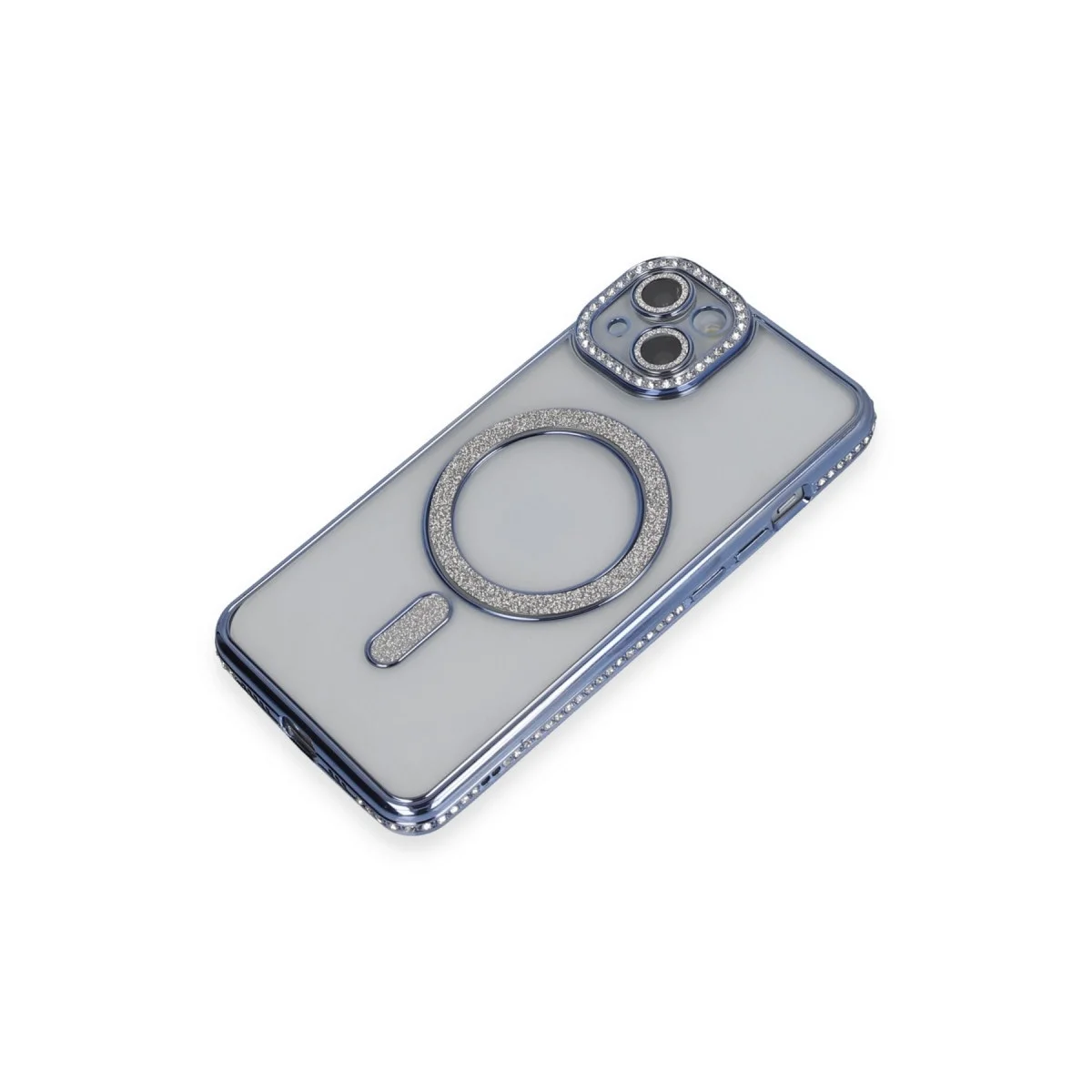 Apple İphone 13 Kılıf Joke Simli Magneticsafe Kılıf - Mavi görsel 3