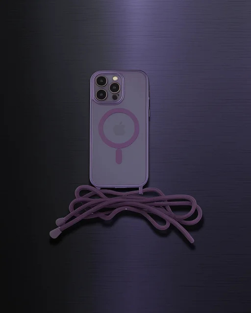 Apple İphone 12 Pro Max Kılıf Divo Lazer Askılı Magsafe Kapak - Derin Mor