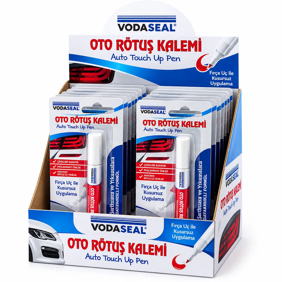 12 Adet Metalik Beyaz Oto Rötuş Kalem Fırça Uç 5ML görsel 3