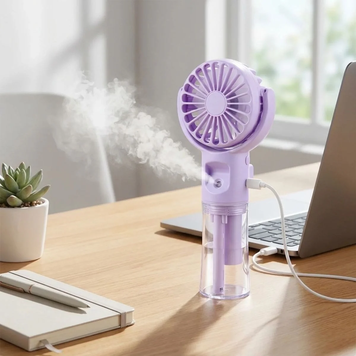 4 Kademeli Spreyli Şarjlı El Fanı – Boyuna Asılabilir USB Şarjlı Taşınabilir ni Fan F4 görsel 4