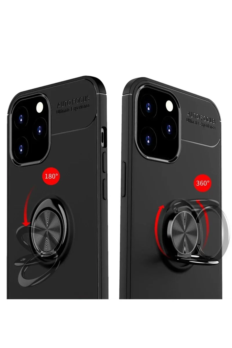 Apple iPhone 12 Pro Max Kılıf Range Yüzüklü Silikon - Siyah-Kırmızı görsel 3