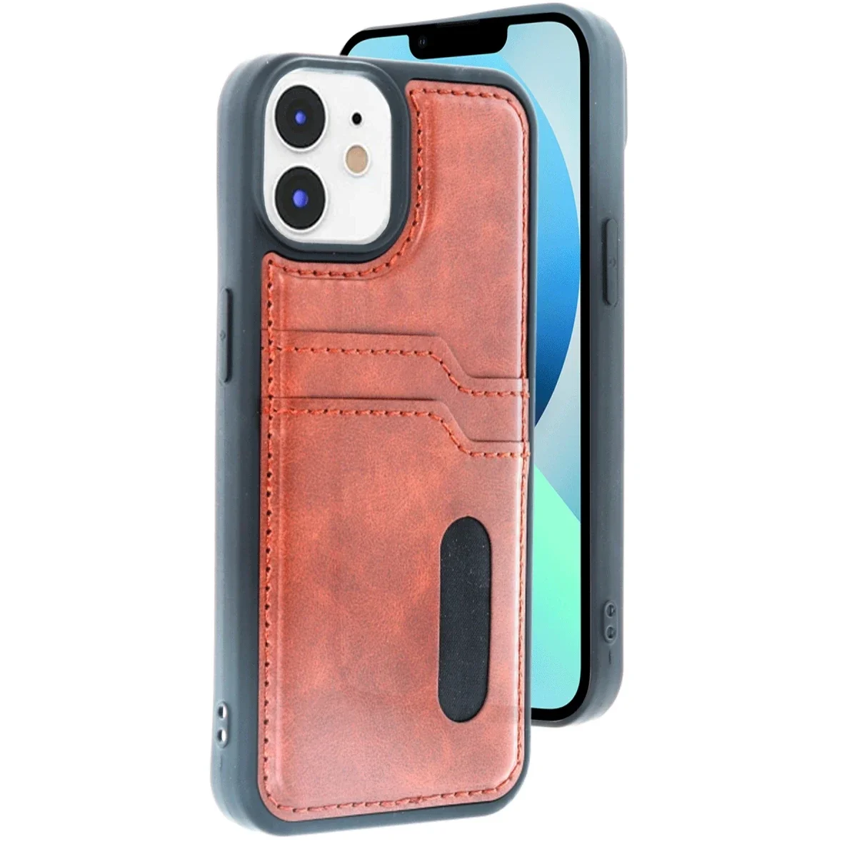 Apple iPhone 11 Kılıf Sara Kartvizitli Deri Kılıf - Taba