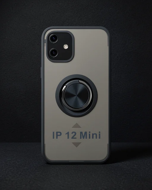 Apple İphone 12 Mini Kılıf Montreal Yüzüklü Silikon Kapak - Siyah