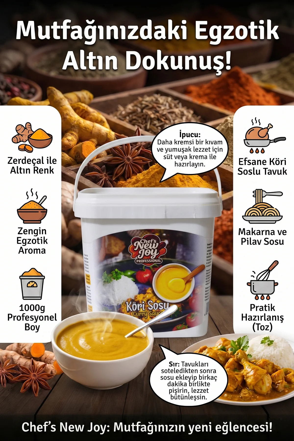 Curry Sauce 1000 gr Köri Sosu Köri Tozu görsel 3