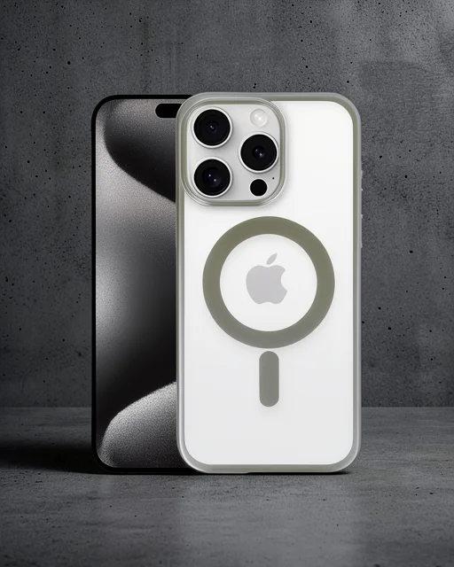 Apple İphone 15 Pro Max Kılıf Erozi Magsafe Kapak - Gri