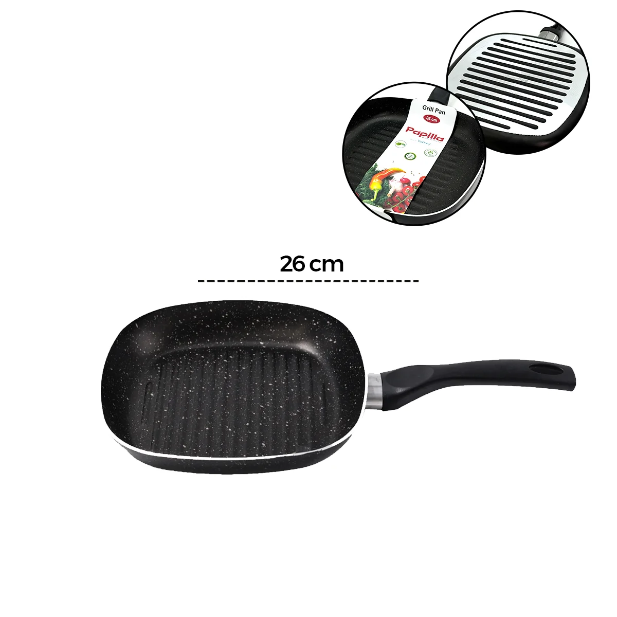 Granit Kaplamalı Tek Saplı Grill Tava görsel 2