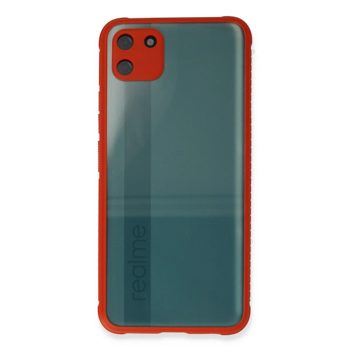 Realme C11 Kılıf Miami Şeffaf Silikon - Kırmızı görsel 2