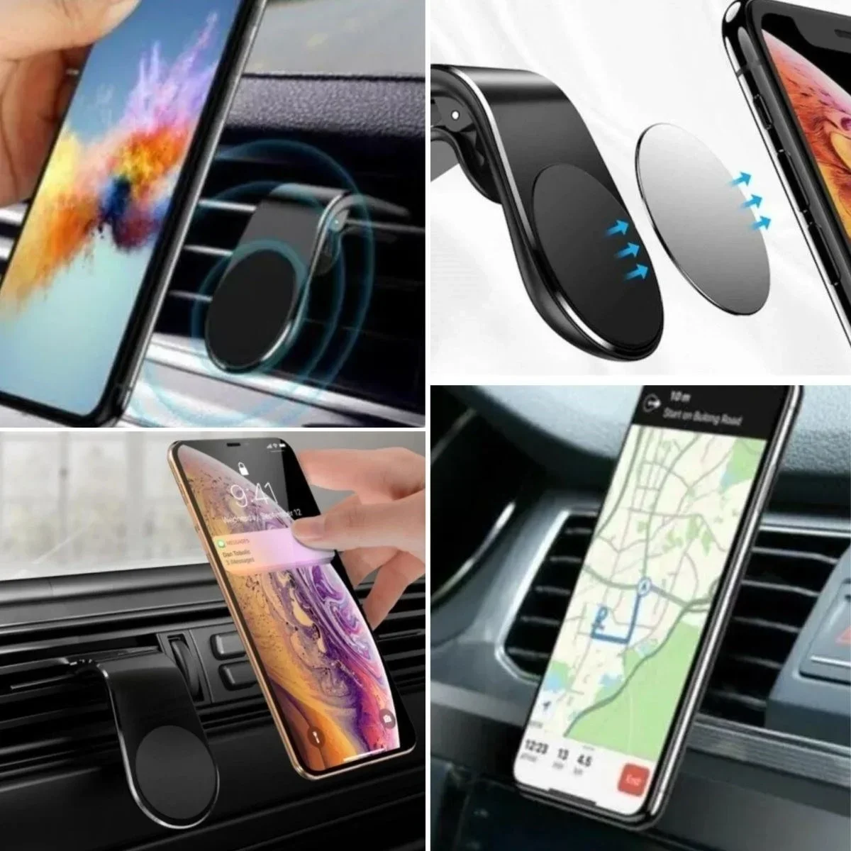 BUFFER ® Havalanndırma Izgarasına Takılabilen Mandallı Mıknatıslı Oto Araç Içi Manyetik Telefon Tutucu görsel 4