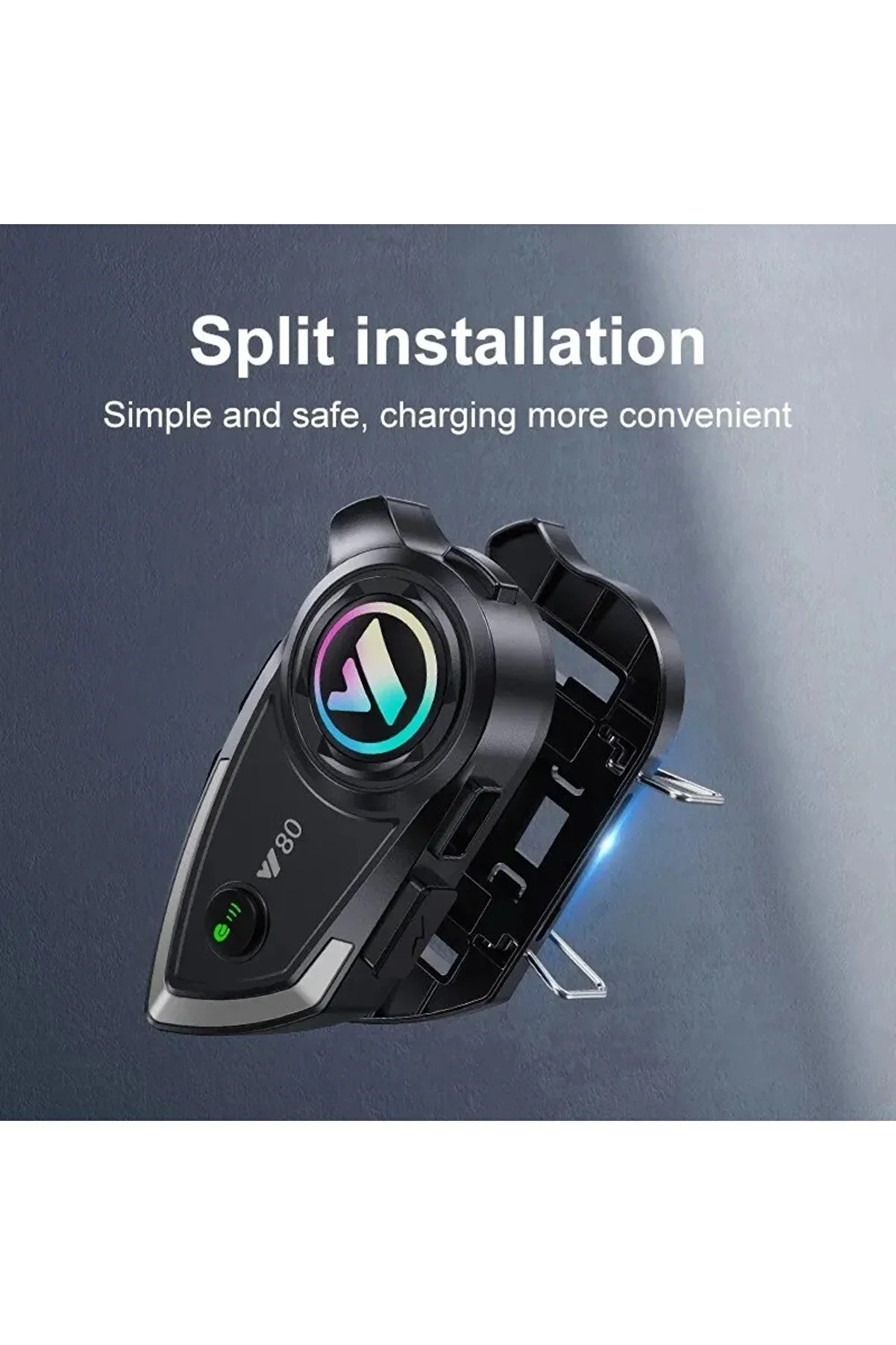 Vothoon Y80 Motosiklet Kask Kulaklık Intercom Işıklı Motorsiklet Interkom görsel 4
