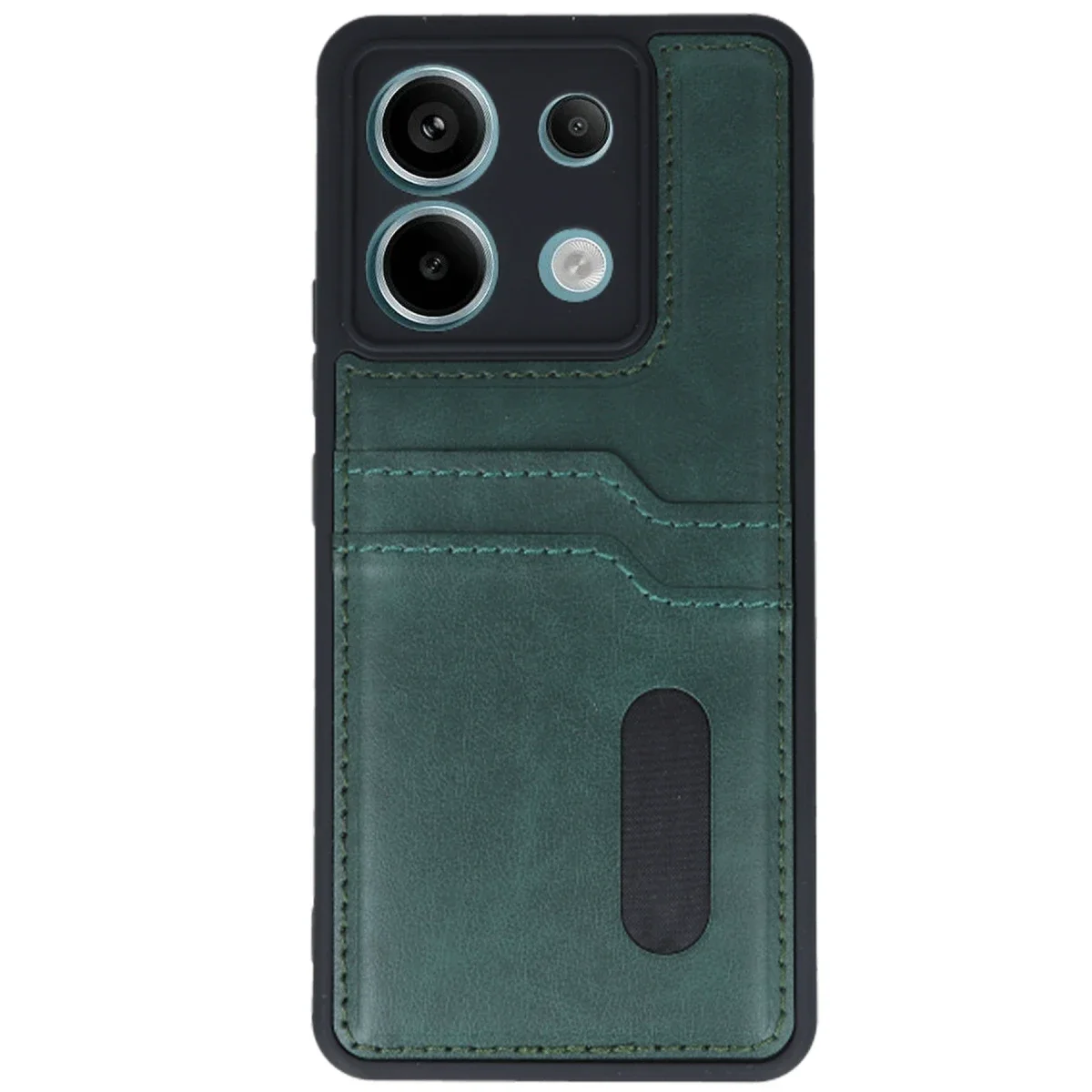 Xiaomi Redmi Note 13 Pro 4G Kılıf Sara Kartvizitli Deri Kılıf - Koyu Yeşil görsel 2
