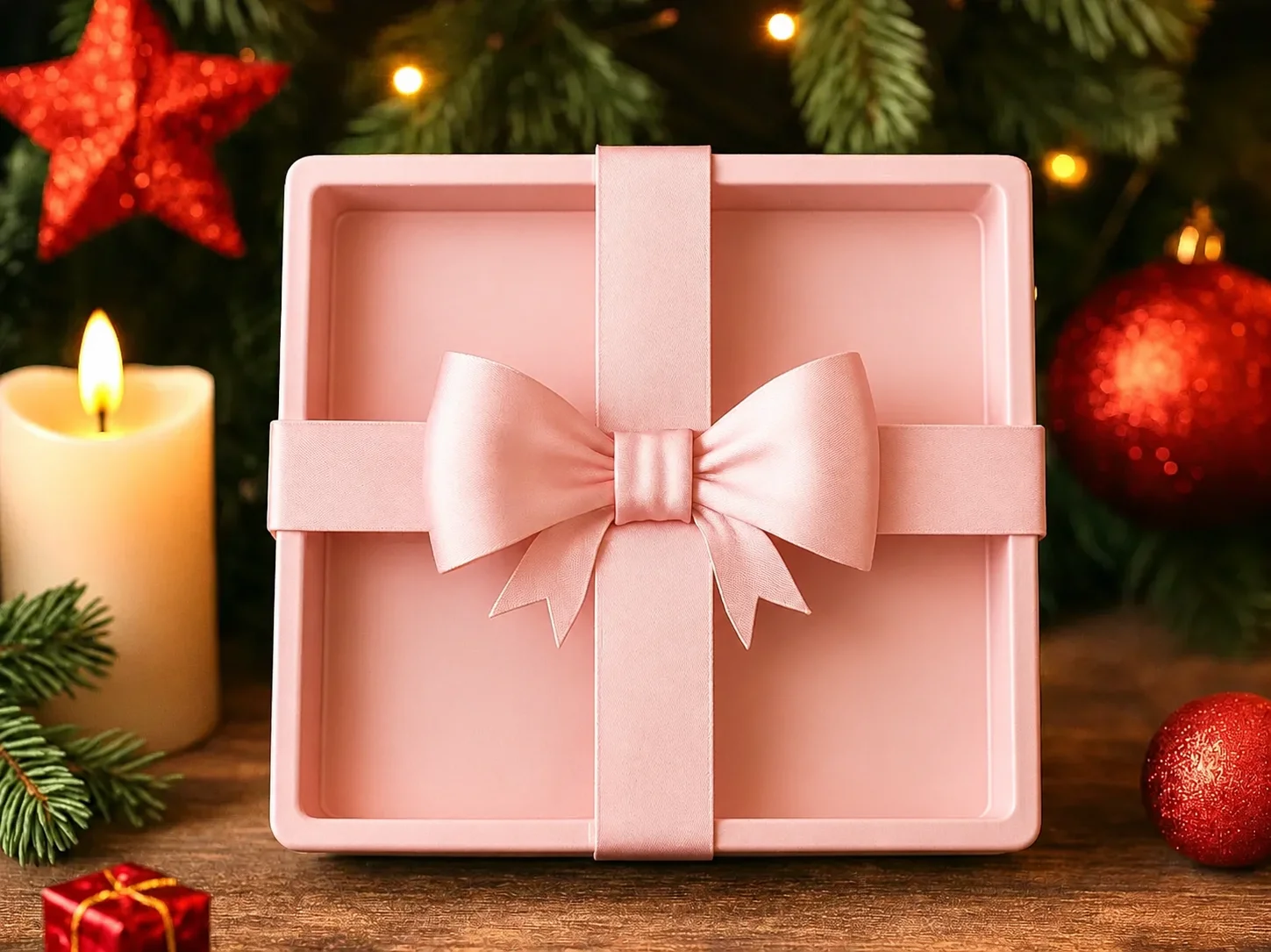 3D Baskı Fiyonklu Hediye Kutusu - Dekoratif Sunum ve Saklama Kutusu-Pembe