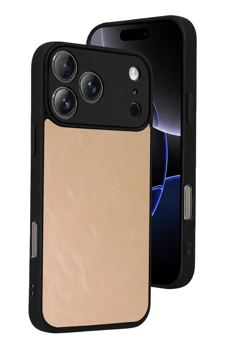 Apple iPhone 17 Pro Aras Deri Kapak - Pudra