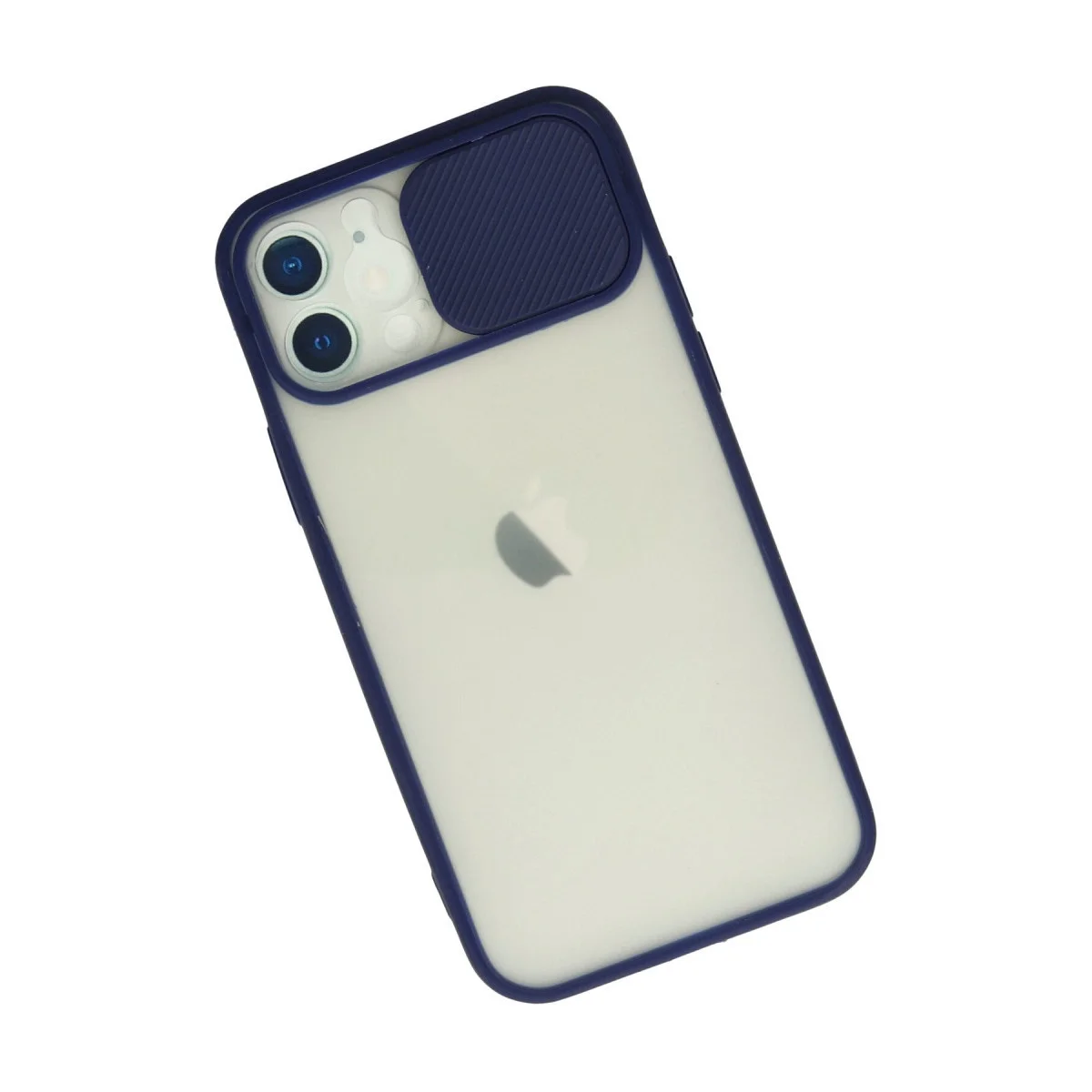 Apple İphone 12 Kılıf Palm Buzlu Kamera Sürgülü Silikon - Lacivert görsel 3