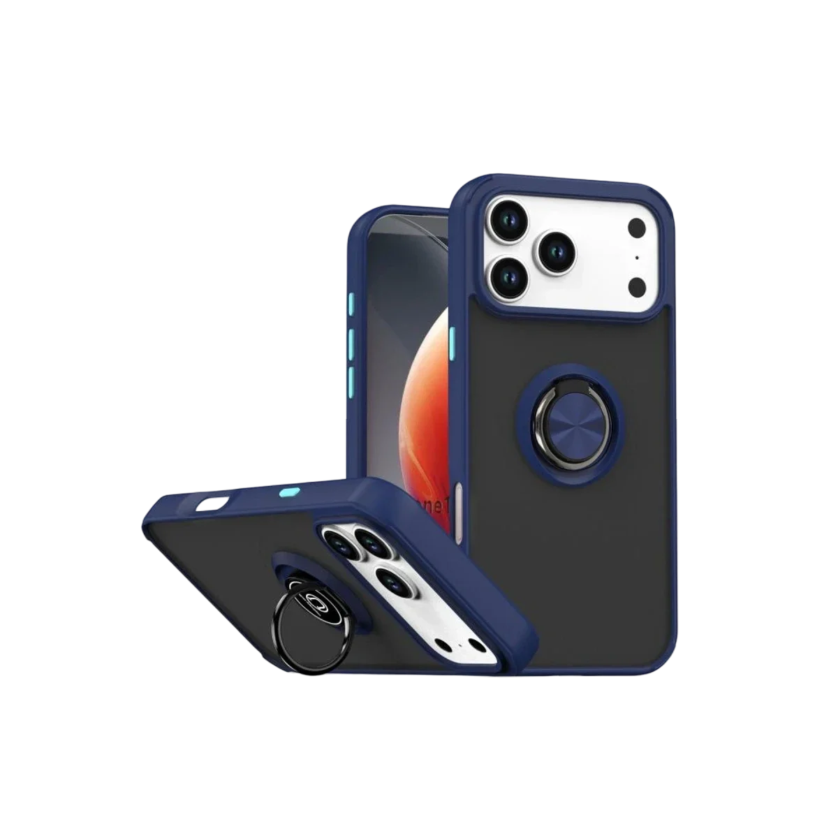 Apple iPhone 17 Pro Max Montreal Yüzüklü Silikon Kapak - Lacivert
