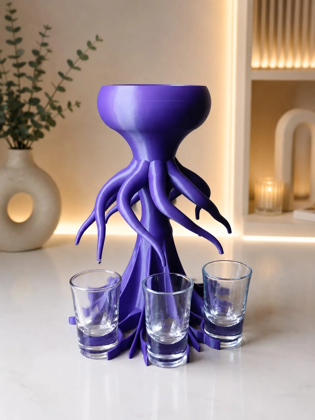 3D Baskı Ahtapot Shot Dispenser - Eğlenceli Bardak Dağıtıcı ve Masaüstü Sunum Aparatı