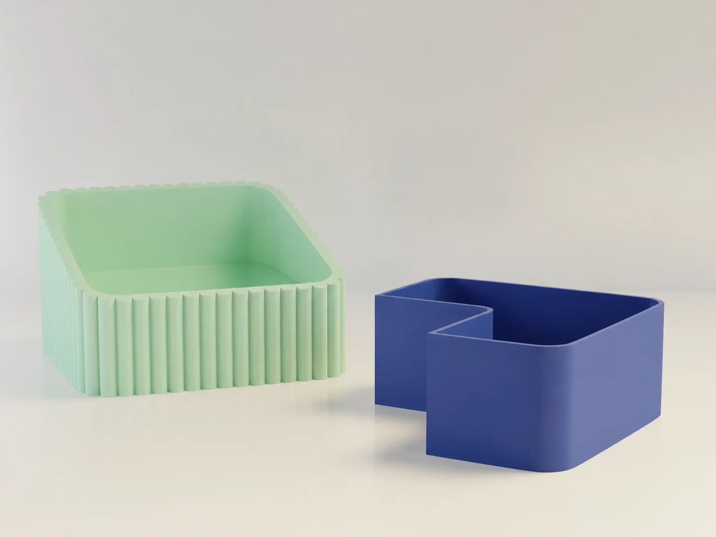 3D Baskı Fıstık Kasesi - Çift Hazneli Kabuk Ayırıcı Sunum Kasesi - Mint Mavi görsel 2