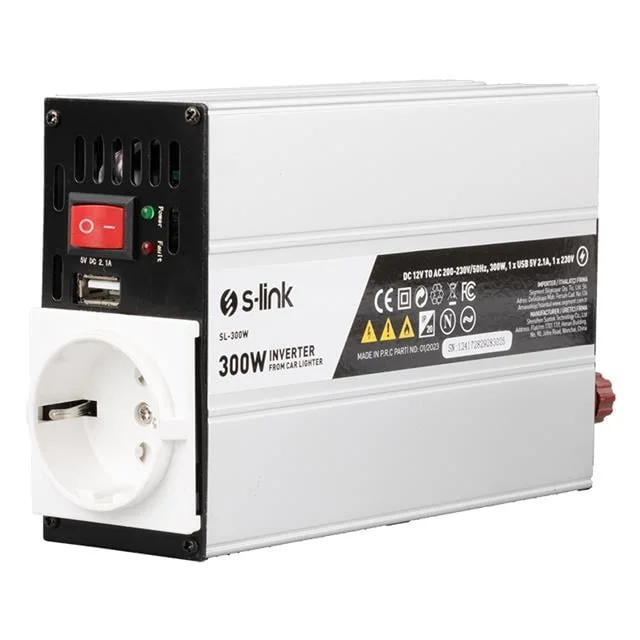 S-Link SL-300W 300w Dc12v-Ac230v Çakmaktan Power İnverter görsel 2