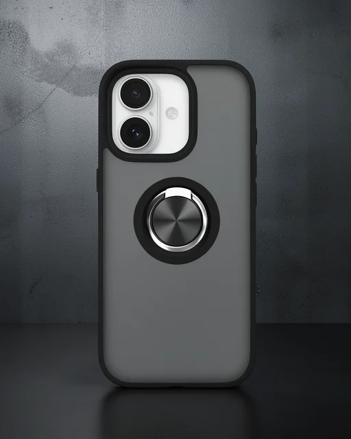 Apple İphone 16 Kılıf Montreal Yüzüklü Silikon Kapak - Siyah