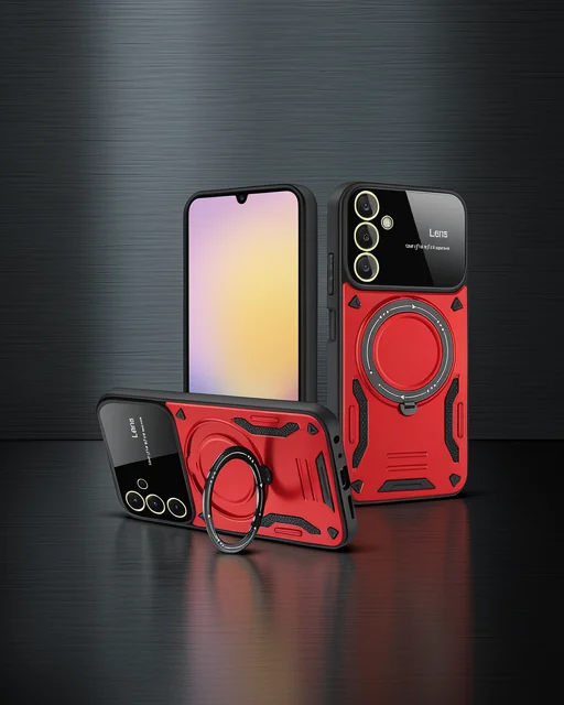 Samsung Galaxy A05s Kılıf Joy Lens Standlı Kapak - Kırmızı