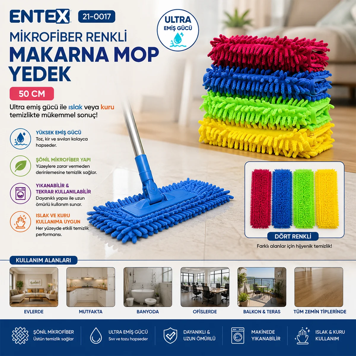 Mikrofiber Makarna Mop Yedek Başlık görsel 4
