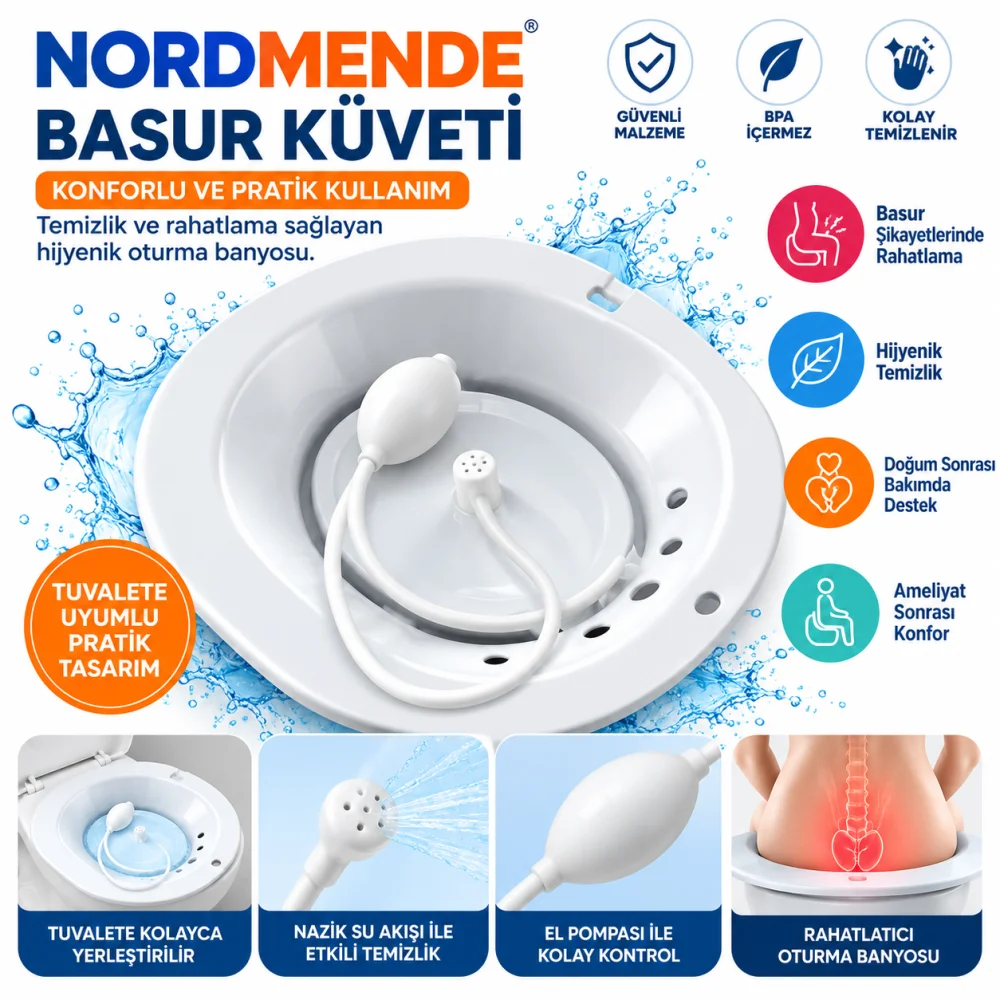 Pompalı Oturma Banyosu Küveti Hemoroid ve Makat Çatlağı İçin Klozet Üstü Ilık Su Leğeni