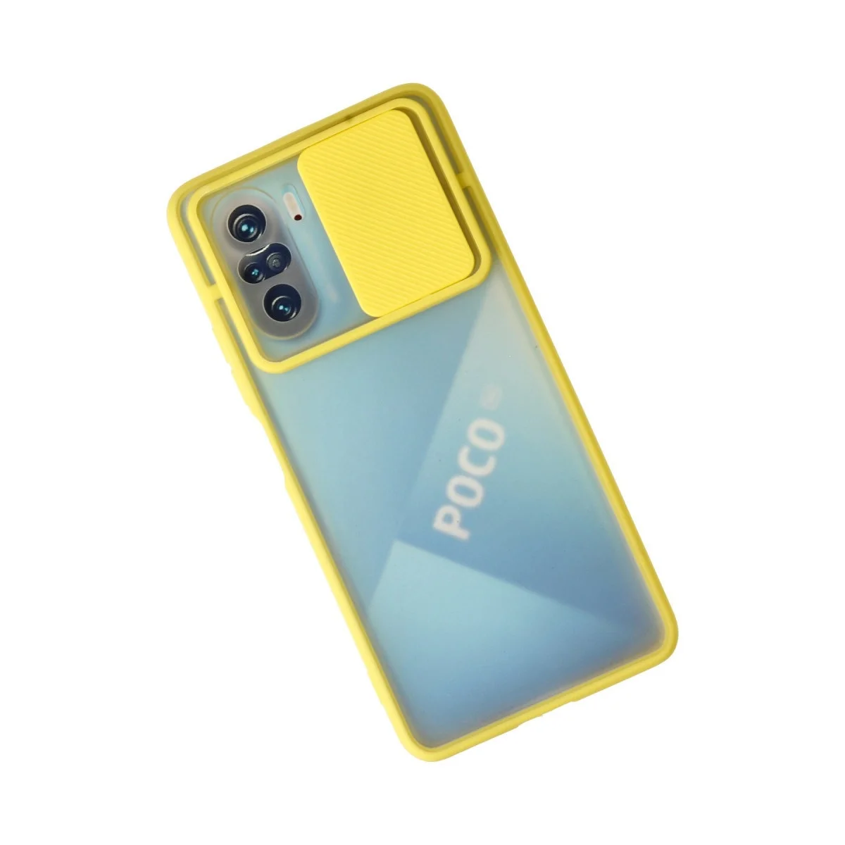 Xiaomi Poco F3 Kılıf Palm Buzlu Kamera Sürgülü Silikon - Sarı görsel 2