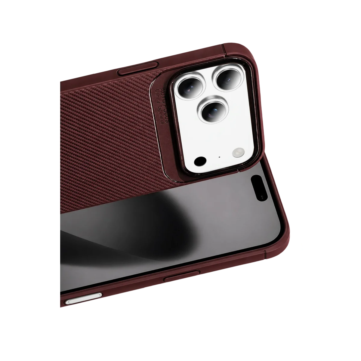 Apple iPhone 18 Pro Max Auto Focus Karbon Kapak - Bordo görsel 2