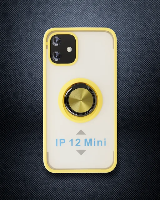 Apple İphone 12 Kılıf Montreal Yüzüklü Silikon Kapak - Sarı