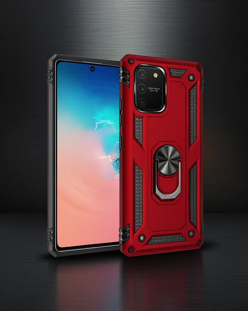 Samsung Galaxy A91 / S10 Lite Kılıf Sofya Yüzüklü Silikon Kapak - Kırmızı