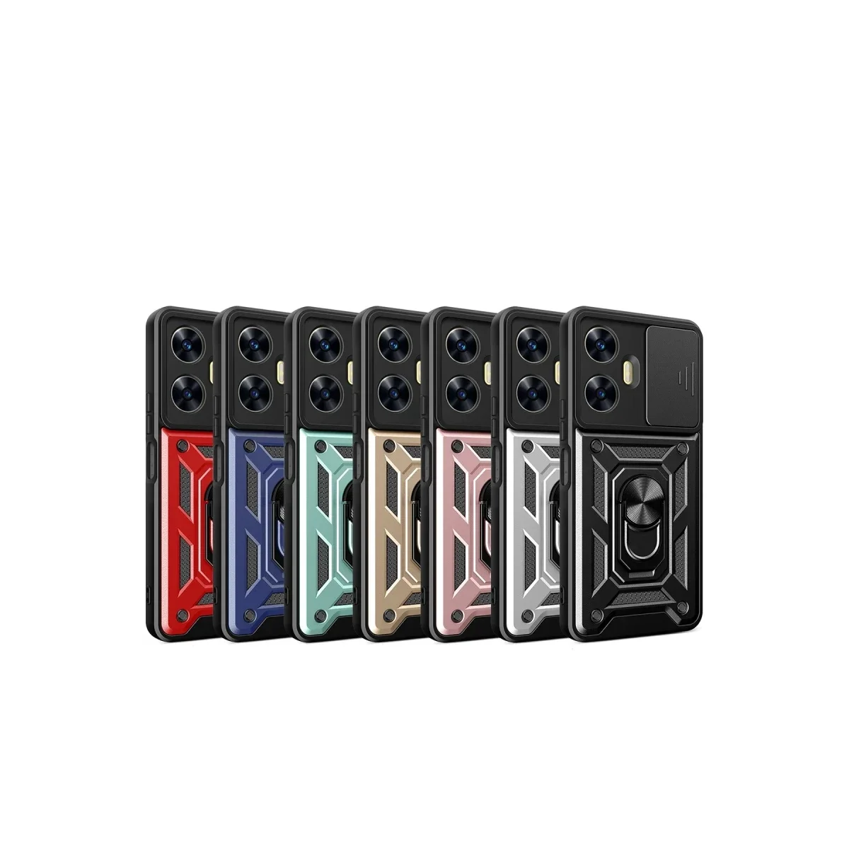 Realme C55 Kılıf Pars Lens Yüzüklü Silikon - Yeşil görsel 2