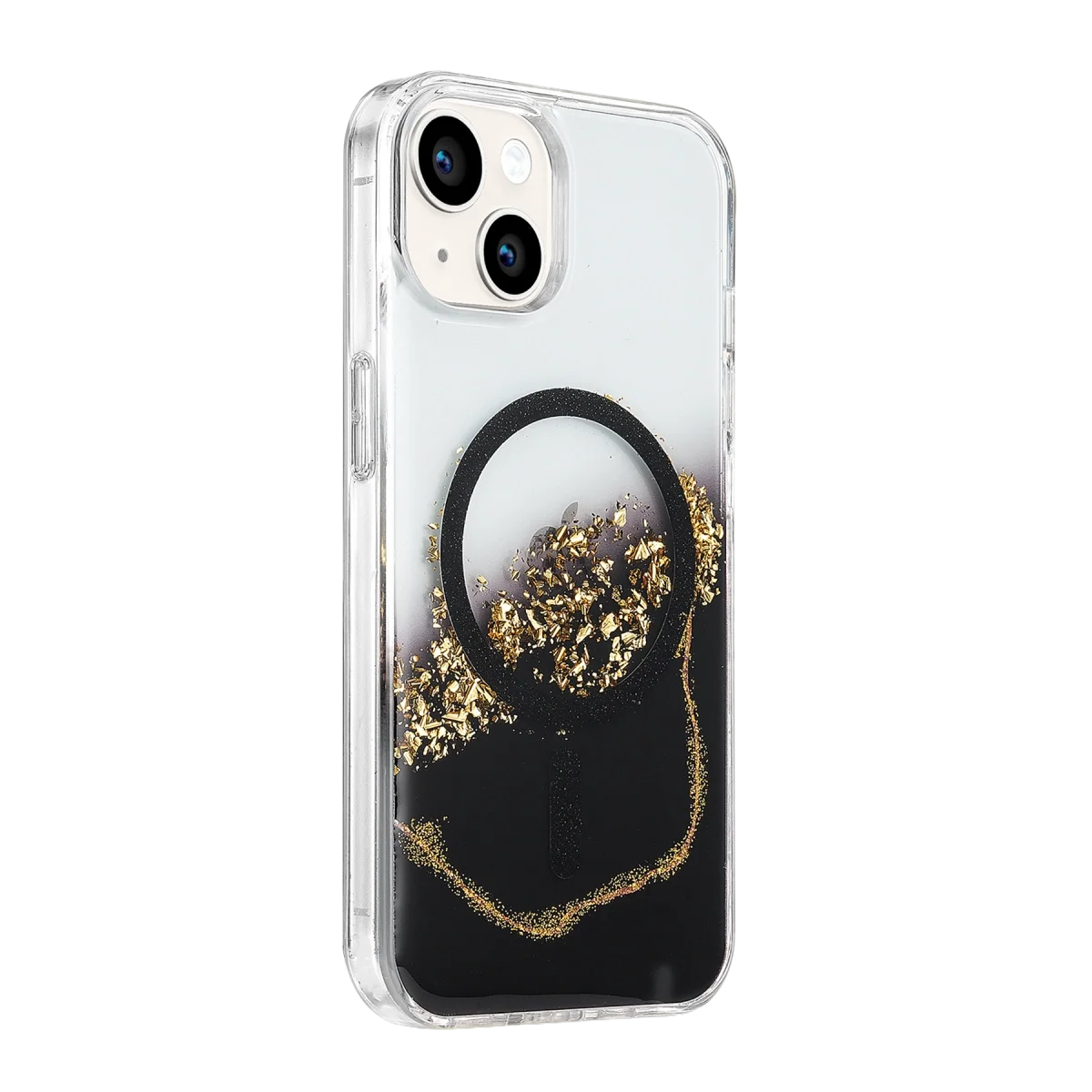 Onegif Apple İphone 15 Lotus Simli Magsafe Kapak - Siyah görsel 2
