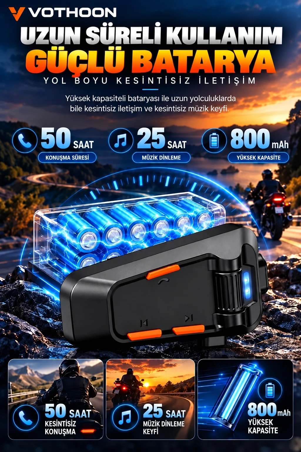 C2 4 kişi Eşleşmeli Motosiklet Kask Kulaklığı intercom Su Geçirmez BT 6.0 görsel 2