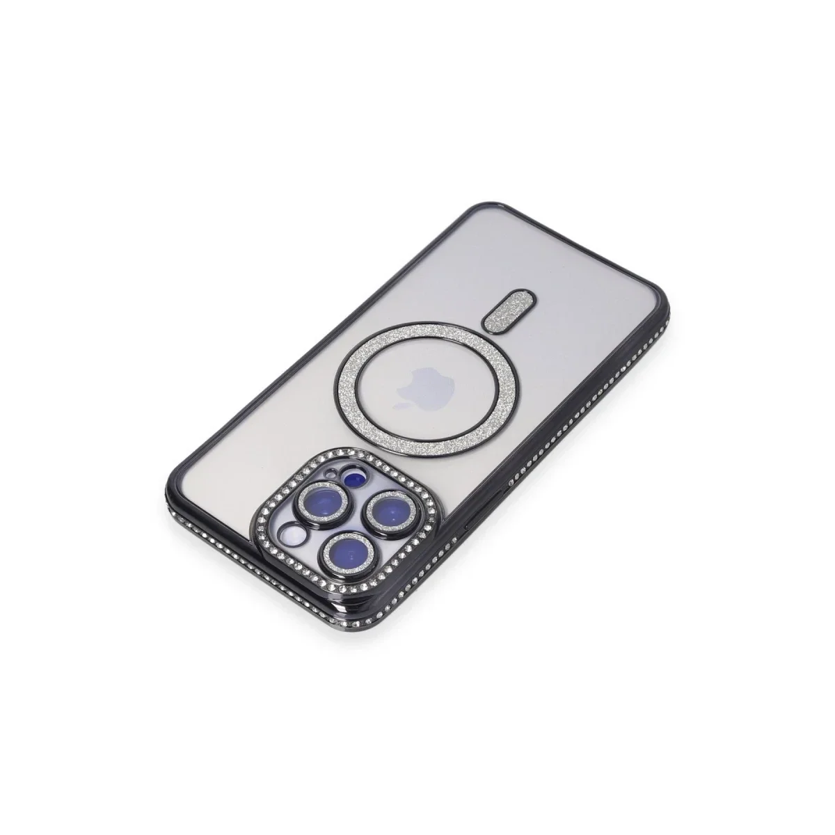 Apple iPhone 15 Pro Kılıf Joke Simli Magneticsafe Kılıf - Siyah görsel 2