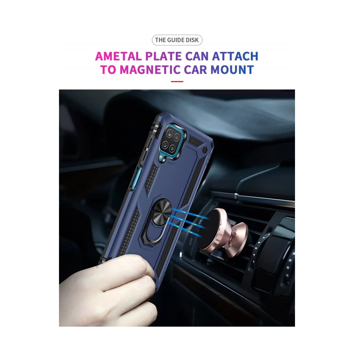 Samsung Galaxy A22 Kılıf Sofya Yüzüklü Silikon Kapak - Lacivert görsel 6