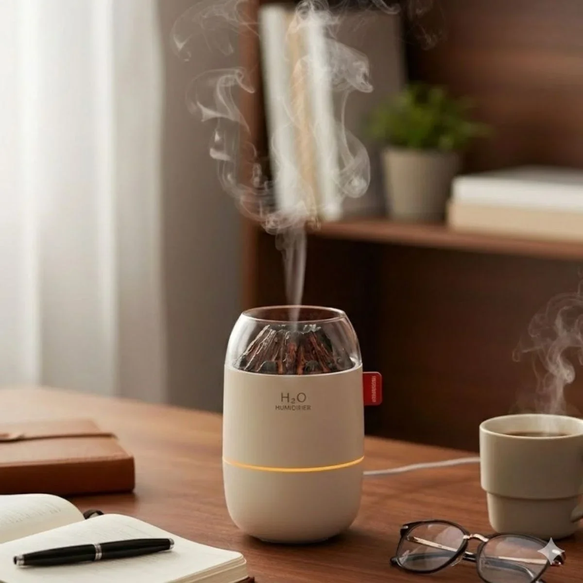 Ahşap Odun Ateşi Tasarımlı 280 Ml Ultrasonik Hava Nemlendirici & Aroma Difüzör – Soğuk Buhar Makinesi, Led Işıklı, Ortam Nemlendirici