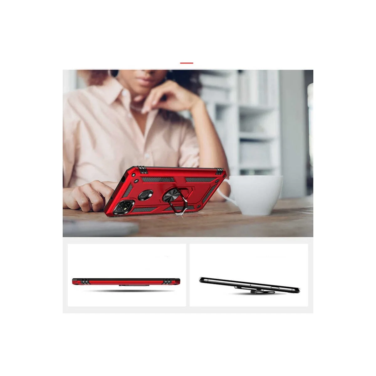 Xiaomi Redmi 9c Kılıf Sofya Yüzüklü Silikon Kapak - Rose görsel 4
