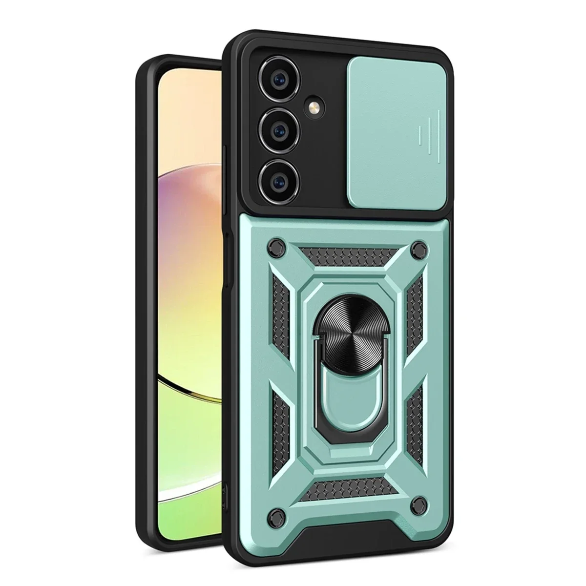 Samsung Galaxy A15 4G Kılıf Pars Lens Yüzüklü Silikon - Yeşil