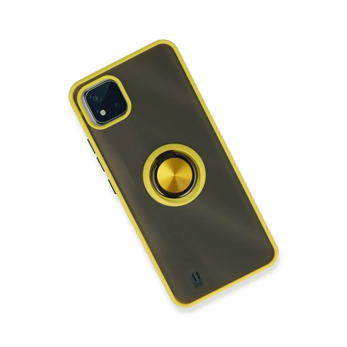 Realme C11 2021 Kılıf Montreal Yüzüklü Silikon Kapak - Sarı görsel 2