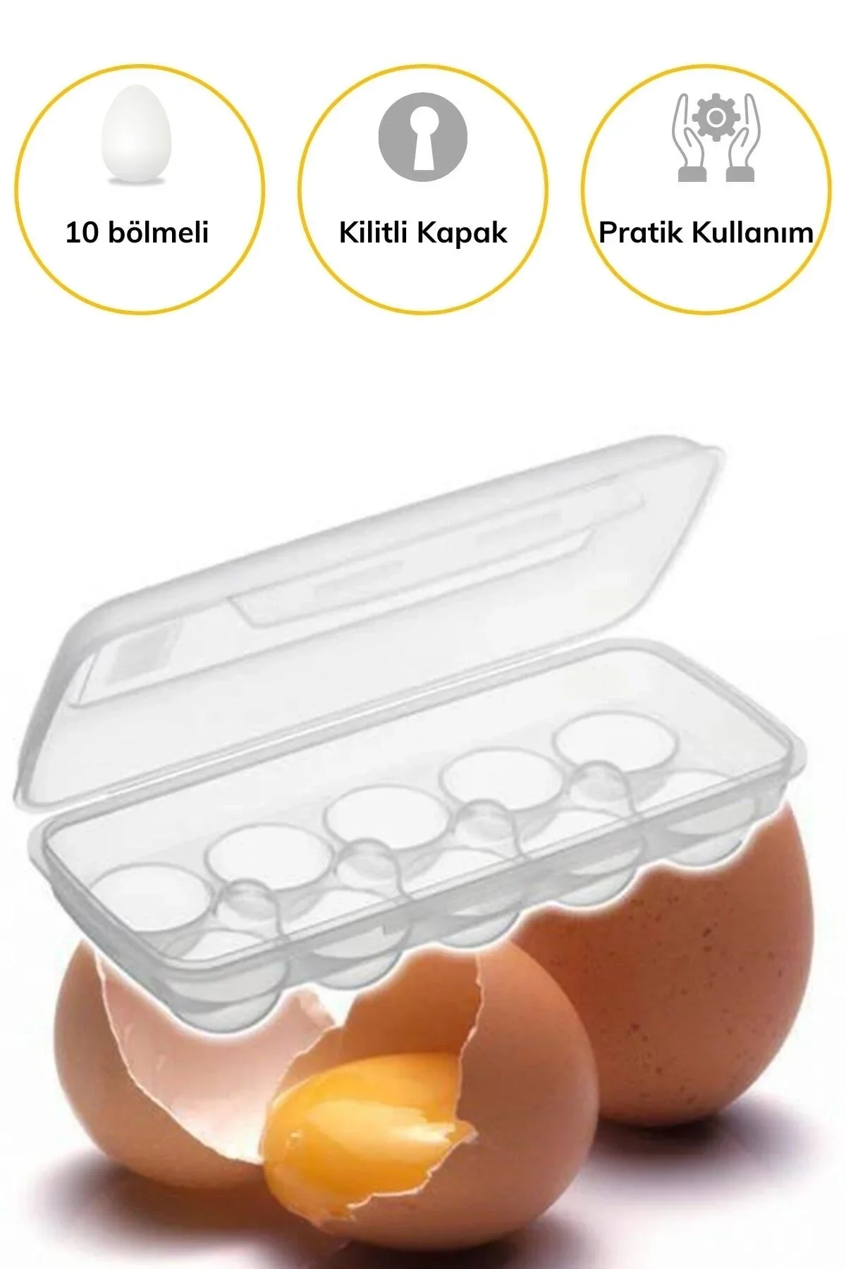 10 Bölmeli Kilitli Kapaklı Yumurtalık Saklama Kutusu YU110 görsel 6