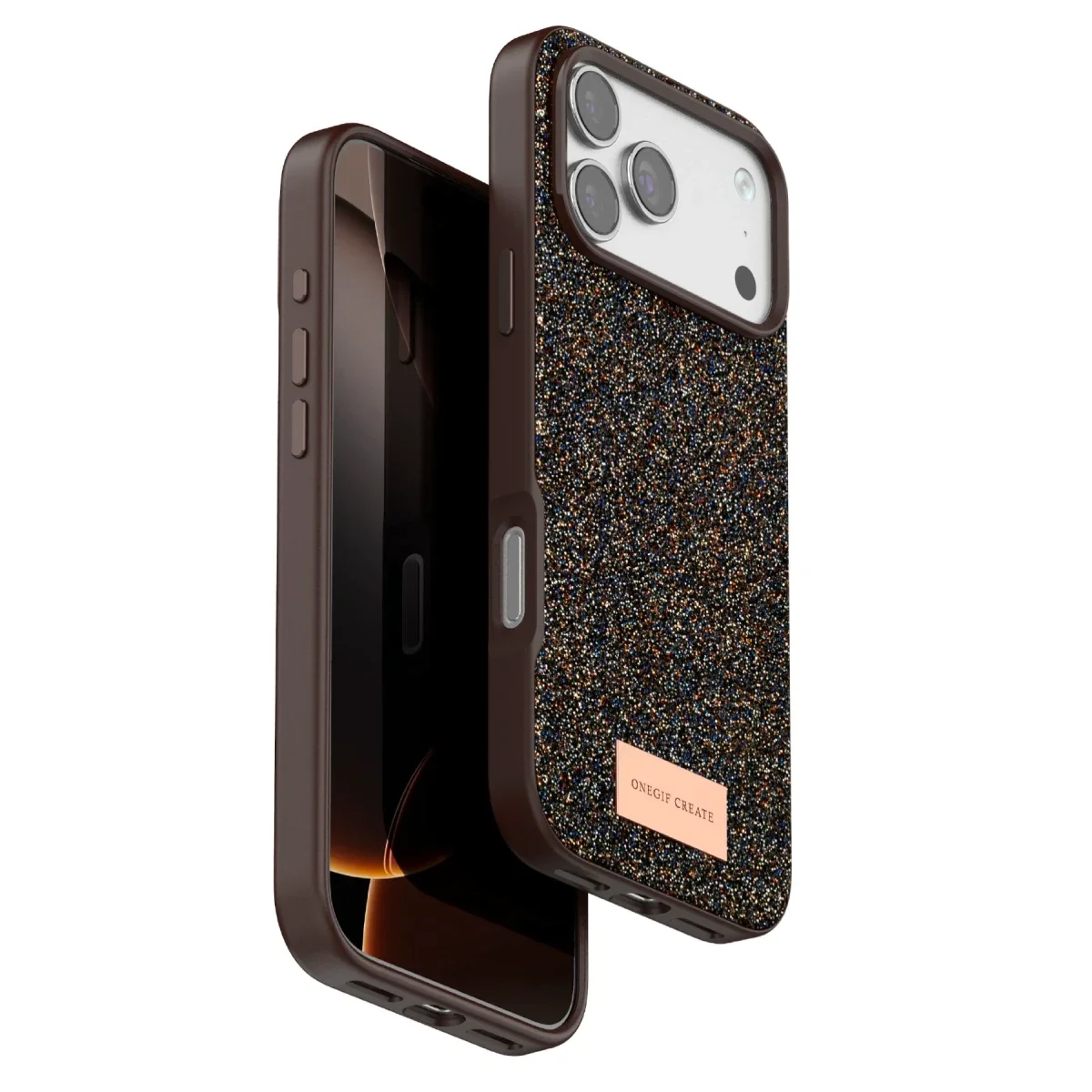 Onegif Apple iPhone 17 Pro Max Bright Simli Kapak - Gold