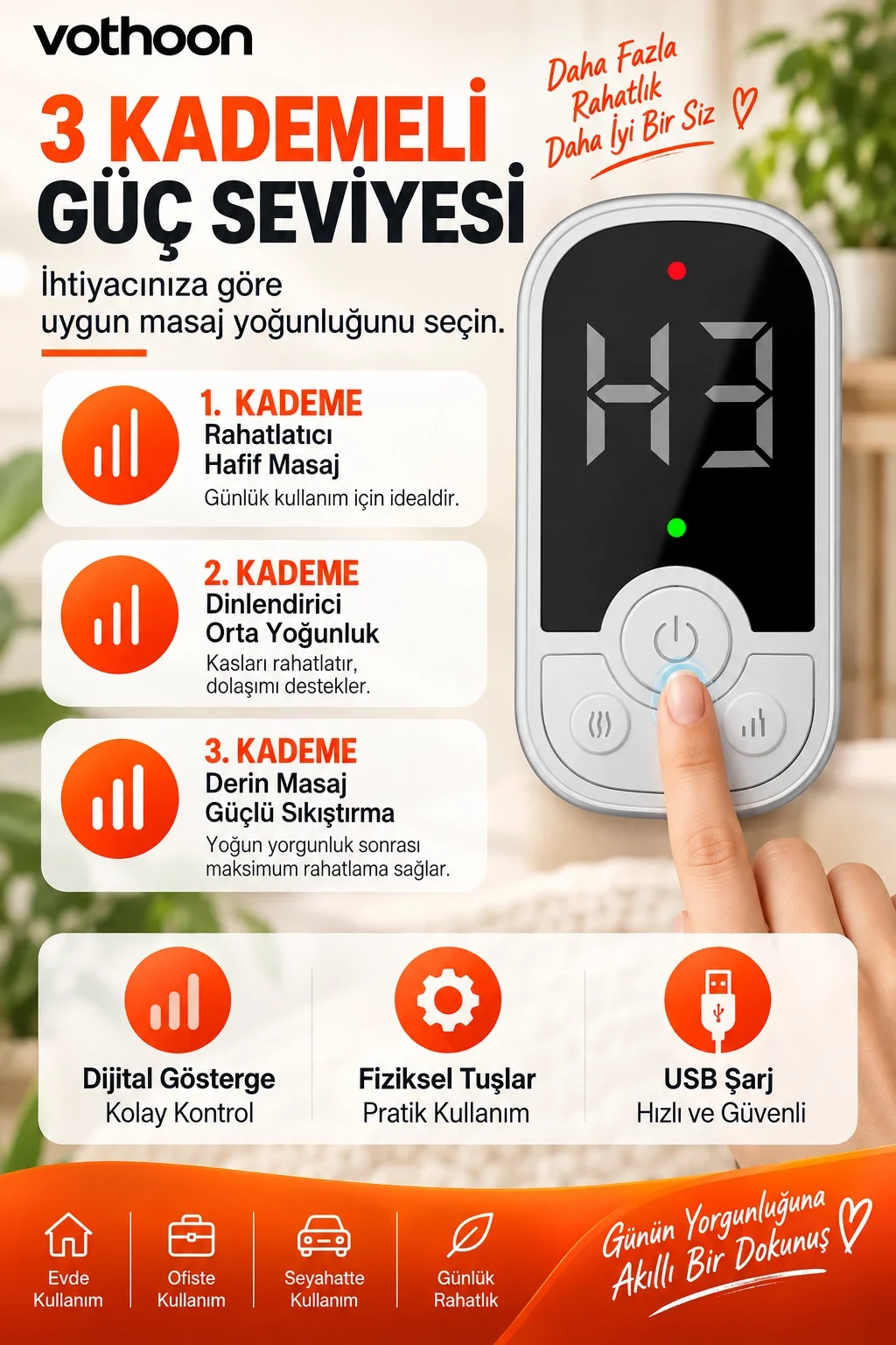 Akıllı Ayak ve Baldır Masaj Cihazı Isı Terapili Hava Basınçlı 3 Kademeli Masaj Şarjlı Bacak Masaj Aleti görsel 5