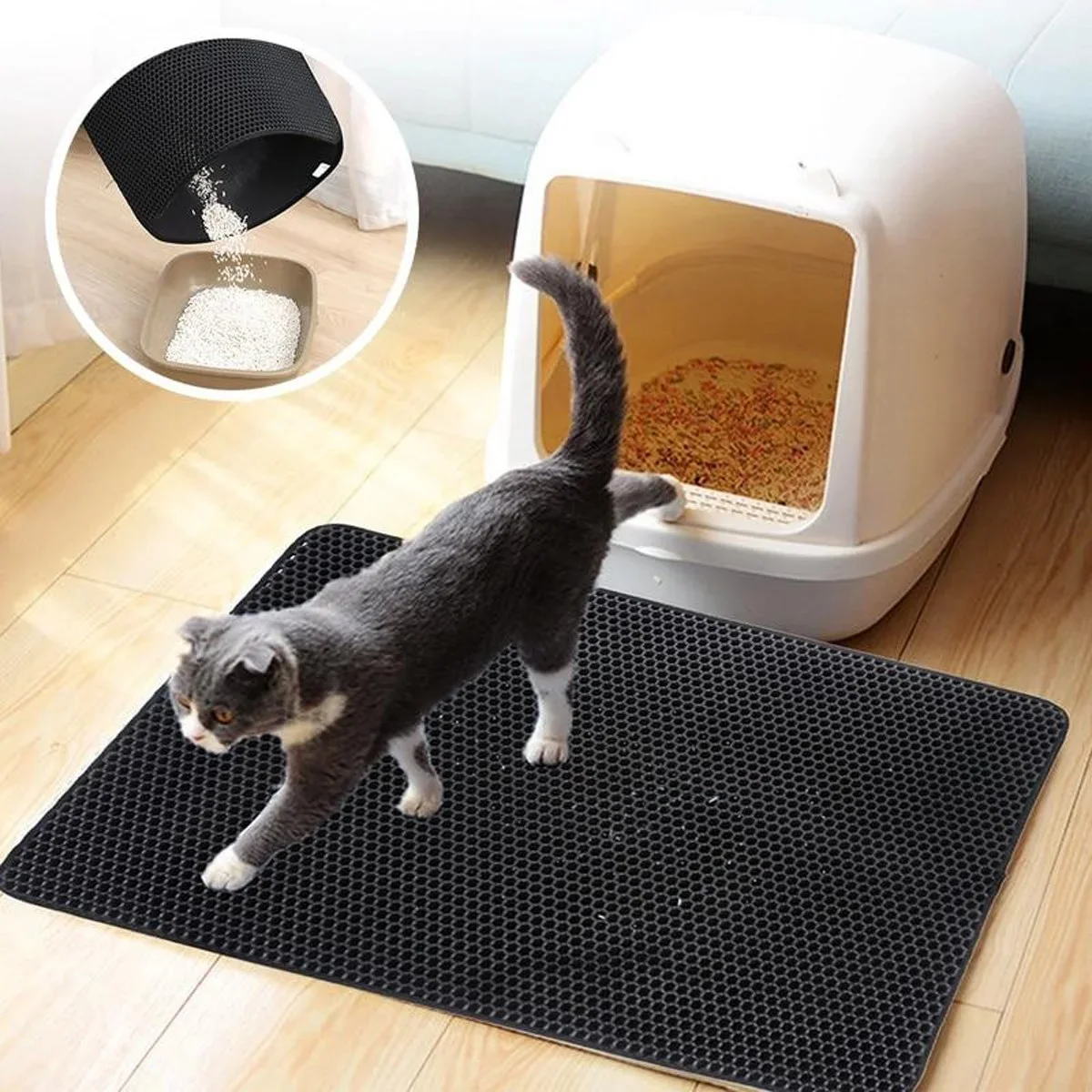 Kedi Tuvalet Önü Kum Toplayıcı Tezleyici Elekli Paspas görsel 5